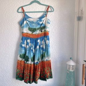 Bernie Dexter Scenic Print Sleeveless Dress